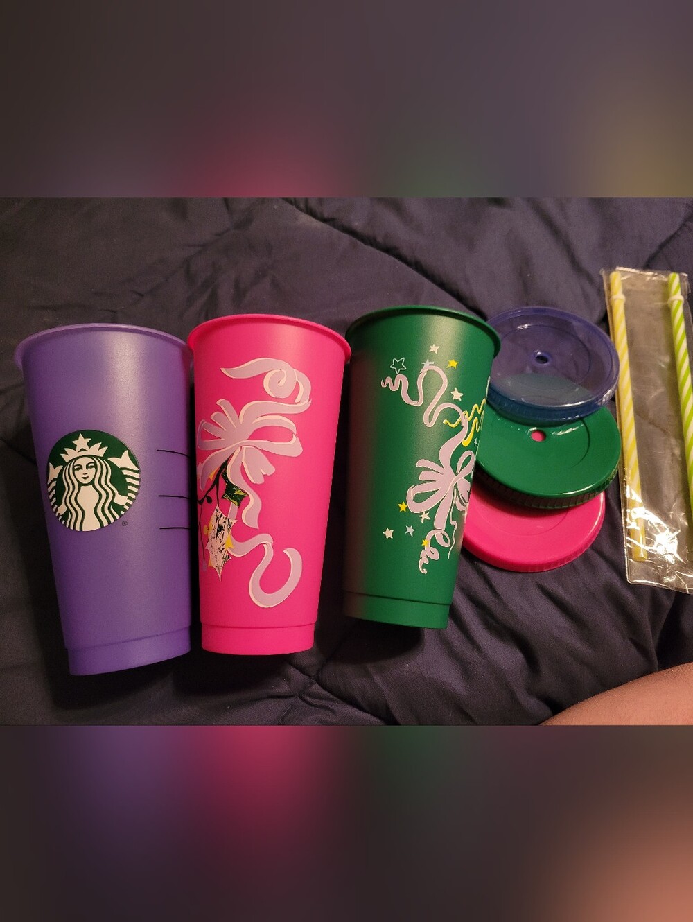Set of 3 Decorative Starbucks Cold Cups Tumblers Nwot